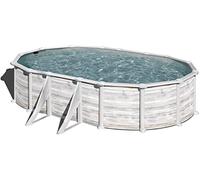 Piscina de Acero Elevada,Ovalada con Aspecto Acero Nórdico. Piscinas Desmontables para Jardín. 500 x 300 x 132 cm - Piscina Gre KITPROV508N Groenlandia.