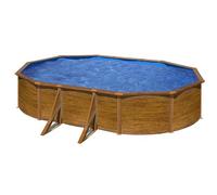 Piscina de Acero Elevada,Ovalada con Aspecto Madera. Piscinas Desmontables para Jardín. 500 x 300 x 120 cm - Piscina Gre KITPROV503W Sicilia.