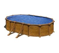 Piscina de Acero Elevada,Ovalada con Aspecto Madera. Piscinas Desmontables para Jardín. 610 x 375 x 132 cm - Piscina Gre KITPROV618WO Mauritius.
