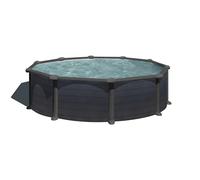 Piscina de Acero Elevada,Redonda con Aspecto Acero Grafito. Piscinas Desmontables para Jardín. 460 x 132 cm - Piscina Gre KITPR458GF Granada.