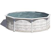 Piscina de Acero Elevada,Redonda con Aspecto Acero Nórdico. Piscinas Desmontables para Jardín. 300 x 120 cm - Piscina Gre KIT300N Finlandia.
