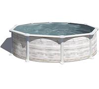 Piscina de Acero Elevada,Redonda con Aspecto Acero Nórdico. Piscinas Desmontables para Jardín. 460 x 132 cm - Piscina Gre KITPR458N Groenlandia.