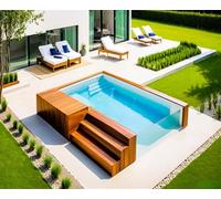 Piscina de inmersión acrílica sobre el suelo para todas las estaciones, 3 m | Spa de natación acrílico totalmente aislado diseñado para uso en exteriores durante todo el año con puertos de conexión de