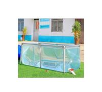 Piscina de lona transparente para estanque de peces, acuario sobre el suelo con válvula de drenaje, PVC duradero y marco de acero para koi y peces dorados, 80 x 50 x 35 cm