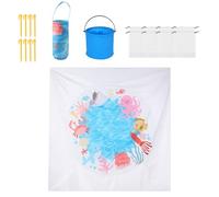 Piscina de Playa para Bebés | 2 x 2 Metros Plegable,Manta Impermeable Plegable 2 en 1 para Exteriores Camping Picnic Juegos Acuáticos