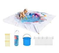 Piscina de playa para manta de playa 2 en 1, juego de agua plegable portátil, 6.5 x 6.5 pies, piscina al aire libre, picnic de vacaciones para niñas, campamento al aire libre, juego acuático