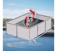 Piscina de PVC sobre el suelo para peces Koi y tortugas, 2 x 1 x 0,6 m con válvula de drenaje, marco de almacenamiento de agua, uso duradero en exteriores