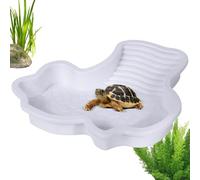 Piscina de Tortuga - Baño de Reptiles de Plato de Alimentos de Agua, terraza basada con rampa, Suministros de alimentación de decoración del Acuario para Ranas, lagartijas, dragón Barbudo, Serpientes
