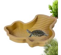 Piscina de tortugas - Baño de reptiles, plato de alimentación anfibios, decoración para acuarios con rampa de escalada y sol terraza de cultivo para ranas, lagartos, barba, dragón, serpientes, geckos