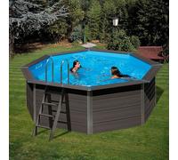 Piscina de WPC Avantgarde (Ø x Al: 410 x 124 cm, Gris oscuro, 11.000 l)
