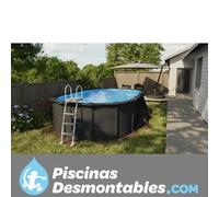 Piscina Desmontable ovalada color antracita 610 x 375 x 132 cm de acero GRE- CD Talla única