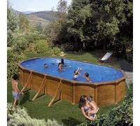 Piscina Desmontable ovalada GRE 730x375cm x 132cm de acero imitación madera - CD Talla única