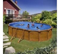 Piscina Desmontable ovalada GRE500x300x132cm de acero imitación madera - CD Talla única