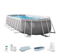 Piscina Desmontable Ovalada Prism Frame con Depuradora de Cartucho, 610x305x122 Cm, Gris Claro