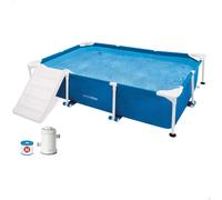 Intex Piscina Desmontable Rectangular para Mascotas, 229x152x46 cm, Depuradora incluida, Filtro Tipo H, Skimmer, Cobertor, Materiales Resistentes, Piscina Perros, Piscinas Desmontables (55286)