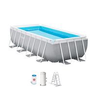 Piscina Desmontable Rectangular Prisma Frame Intex con Depuradora, 400x200x100 Cm, Gris Claro
