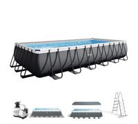 Piscina Desmontable Rectangular Ultra XTR Frame Depuradora de Arena, 732x366x132 Cm, Gris Oscuro