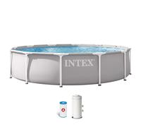 Intex piscina desmontable redonda prism frame 3,6 metros con depuradora 76 cm