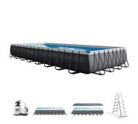 Piscina Desmontable Ultra XTR Frame Intex con Depuradora de Arena, 975x488x132 Cm, Gris Oscuro