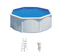 Piscina elevada de acero galvanizado blanco redonda ø 3x3x1.2 m con depuradora de cartucho y escalera de seguridad gre