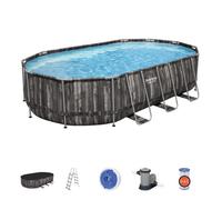 Piscina elevada ovalada Bestway Power Steel 5611R 610x366x122cm madera oscura