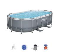 Piscina elevada ovalada Bestway Power Steel 56620 427x250x100 cm gris oscuro