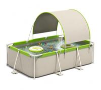 Piscina Elevada Rectangular Plegable para Toda la Familia | Toldo Parasol Integrado y Estructura Estable para Juegos de Agua en Verano(76in/193cm)