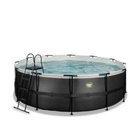 Piscina EXIT Black Leather ø427x122cm con Bomba de filtrado de Arena, Color Negro