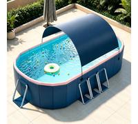 Piscina Familiar Desmontable con Toldo, Gran Piscina Rígida Exterior | Paredes Reforzadas y Diseño Estable para Disfrutar un Baño Más Cómodo(3.6m/141in)