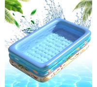 Piscina Familiar Hinchable Rectangular, Piscina de Agua para Niños, para Adultos, Familias, Parque Acuatico, 120 * 75 * 35 cm