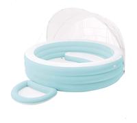 Intex Piscina hinchable infantil, Azul y blanco, Mide 277x221x137 cm, Asiento, Toldo solar desmontable, Lavapiés, Capacidad 830 litros, Parche reparación, Piscinas para niños (57195)