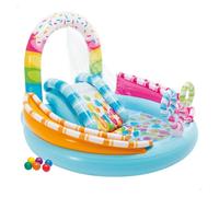 Piscina hinchable dulces c/difusor, tobogán y juegos de bolas intex