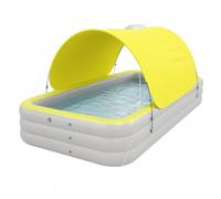 Piscina Hinchable Familiar con toldo, 260 cm, para niños y Adultos | Bomba recargable, fondo acolchado, doble desagüe, diseño rectangular(yellow)