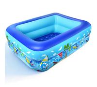 Piscina Hinchable Infantil 120 x 87 x 35 cm Piscina Pequeña Terraza Espesado 2 Anillos Piscinas Hinchables Rectangular Piscinas Inflable Pool para Jardín Externo
