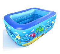 Piscina Hinchable Infantil 130 x 100 x 50 cm Piscina Pequeña Terraza Espesado 3 Anillos Piscinas Hinchables Rectangular Piscinas Inflable Pool para Jardín Externo