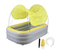 Piscina Hinchable Infantil con toldo y tobogán, Piscina Grande de PVC 2.1m - Protección Solar, diseño Seguro y Multifuncional para jardín y Exterior (Amarilla)