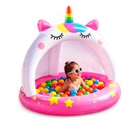 Piscina Hinchable Infantil Unicornio con Toldo | Piscina Bebé con Sombra | Piscina PVC Portátil Jardín Playa 0-3 Años intex