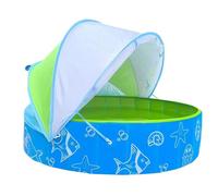 Piscina infantil con toldo de sombra | Bañera plegable no inflable 120 x 30 centímetros de largo | Piscina de jardín para patio trasero exterior | Para juegos de chapoteo en verano al aire libre: play