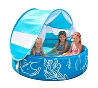 Piscina Infantil para Niños,con Toldo Solar Y Red De Protección Plegable No Inflable,Piscina Plegable De 119,9x30 Cm | para Juegos Al Aire Libre En Verano, Parque, Playa, Viajes Y Diversión