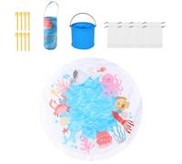 Piscina Infantil Redondas de Playa para Bebés, Kit de Piscina Infantil a Prueba de Fugas, Arenero Plegable para Piscinas Infantils, Colchoneta Impermeable de Dibujos Animados para Piscinas Infantils