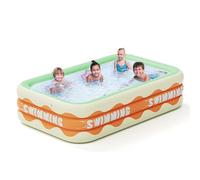 Piscina Inflable Rectangular De 180 X 130 X 60 Cm, Ideal para Familias. Piscina Inflable De 3 Anillos, Ideal para Interiores Y Exteriores, para Jardín Y para Familias De Verano