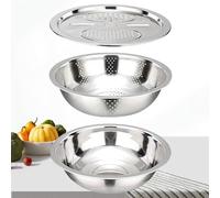 Piscina multifuncional de acero inoxidable, cuencos para cortar y drenar frutas de acero inoxidable | Sacrificio de calabaza, cebollas, zanahorias, patatas, pepinos, rábanos