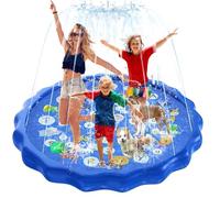 Piscina para Perros con Aspersor, SilverChry 170 * 170cm Juegos de Agua para Niños Exterior, Almohadilla de Aspersor de Juego, Alfombra de Agua para Perros, Splash Pad Niños Mascotas (Letra)