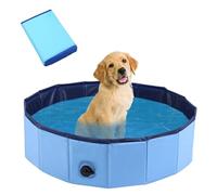 Piscina para perros, grande, 80 x 30 cm, plegable, antideslizante, portátil, de PVC, azul