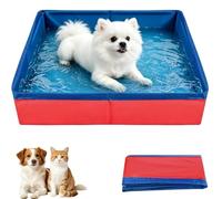 piscina para perros pequeños poner en plato ducha casa,piscina para gatos,PiscinaGatos PVC 50x50x10cm,Piscinas Portátil Plegable paraMascotas paraPerro Pequeños Gatos Exteriores Jardín Y Patio(B)
