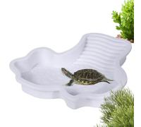 Piscina para Tortugas | Bandeja Agua Y Alimento + Baño para Reptiles,Piscina con Rampa, Decoración para Acuario, Cuenco De Comida para Anfibios, Sapos, Lagartos Y Serpientes
