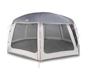 Piscina + paredes de malla mosca extraíble + refugio impermeable a prueba de viento + poliéster 185T PU revestimiento marco de fibra de vidrio gris 690 x 690 x 280 cm + protección de piscina redonda