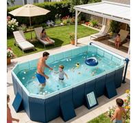 Piscina pequeña de 6 pies, piscina plegable de gran tamaño para diversión familiar con perros y niños, material compuesto duradero de 4 capas para un uso duradero en el patio, fácil de plegar