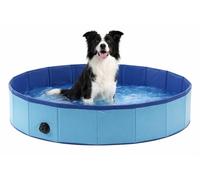 Piscina Perros - Piscina Redonda Azul 120x30 cm - plástico Resistente - Plegable - sin Bomba - con válvula de Drenaje - Verano - Tipo Manta refrescante para Perros