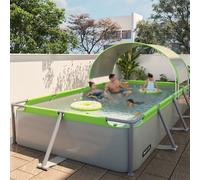 Piscina portátil al aire libre con toldo extraíble, diseño plegable para un fácil almacenamiento, ideal para diversión en el patio trasero y relajación de verano